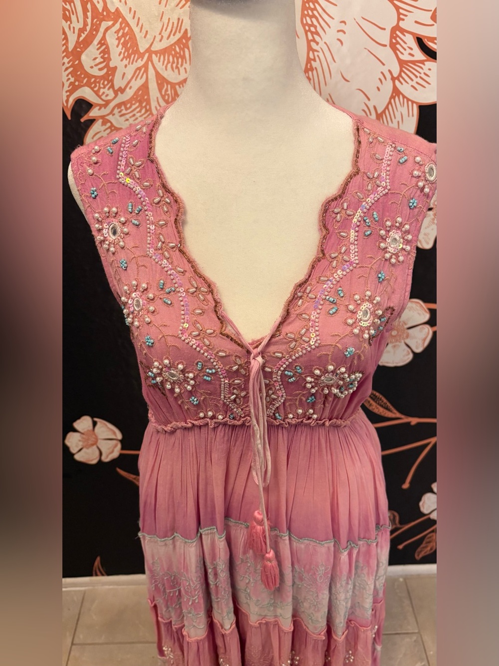 NWT Papa Pia Luxe Pink Embellished Maxi Dress | One Size - Picture 6 of 15